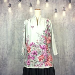 Teddi of California 70's High Collar Floral Blouse